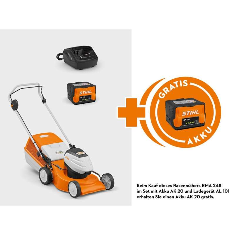 STIHL RMA 248 Akku-Rasenmäher Set mit AK 20 Akku und AL 101 Ladegerät - Gratis AK 20 Akku! -