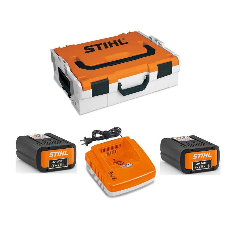 STIHL Akku Power Box mit Akku-Box, 2x Akku AP 300 und 1x Ladegerät AL 500