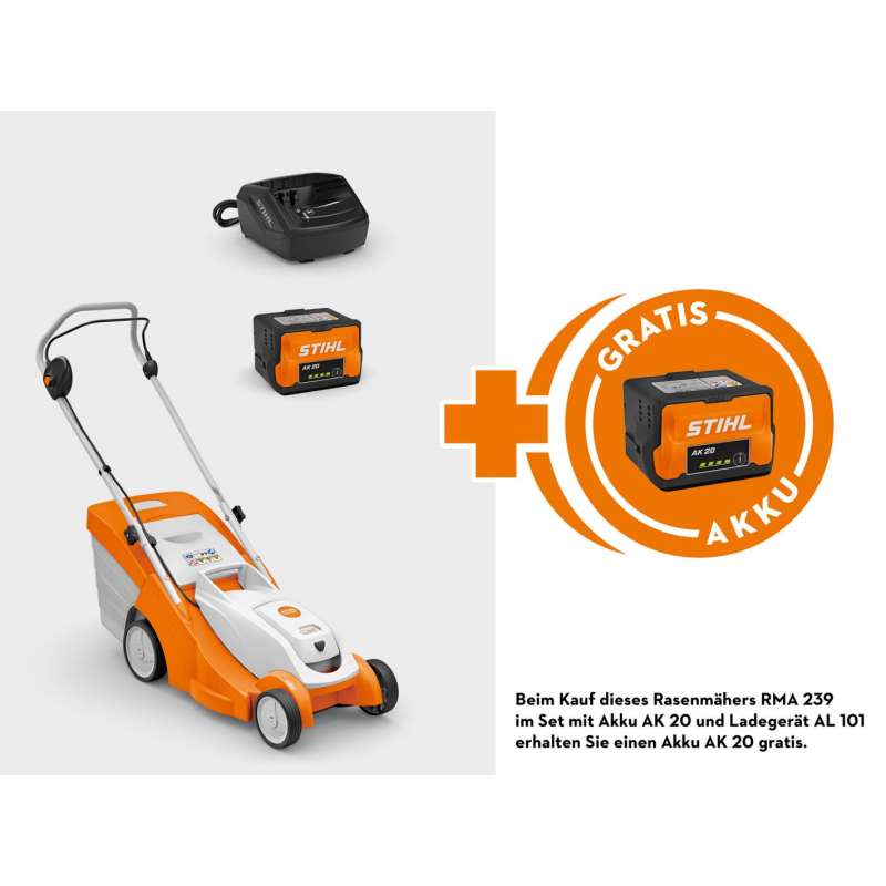 STIHL RMA 239 Akku-Rasenmäher Set mit AK 20 Akku und AL 101 Ladegerät - Gratis AK 20 Akku! -