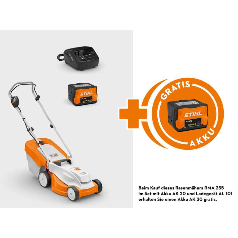 STIHL RMA 235 Set Akku-Rasenmäher inkl. Akku AK 20 und Ladegerät AL 101 - Gratis AK 20 Akku! -