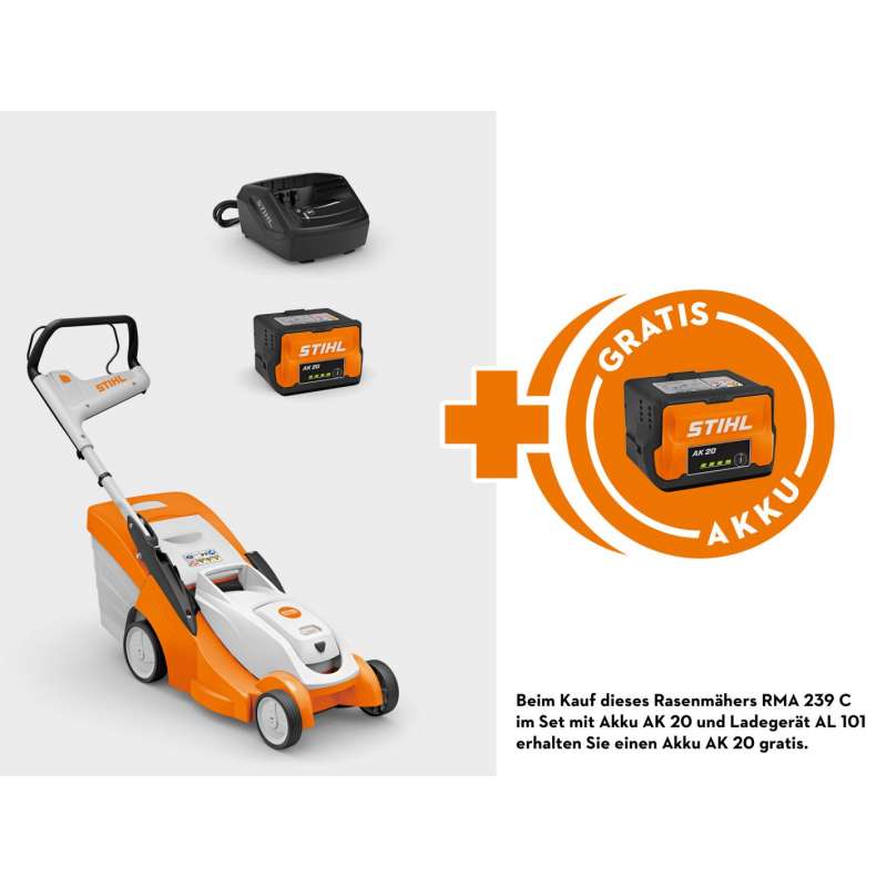 STIHL RMA 239 C Set Akku-Rasenmäher Set mit AK 20 Akku und AL 101 Ladegerät - Gratis AK 20 Akku! -